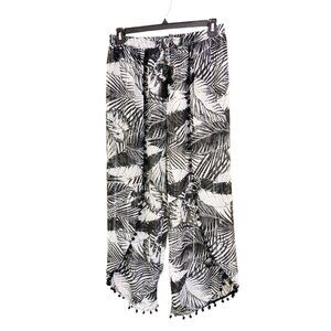 Club Z Collection Wide Leg Pull On Beach Pant Sheer Cover Up Size XL Black White